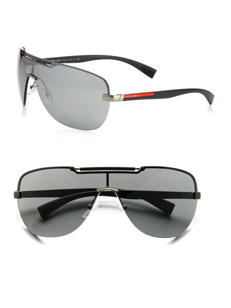 prada 0mm shield sunglasses|black and white prada sunglasses.